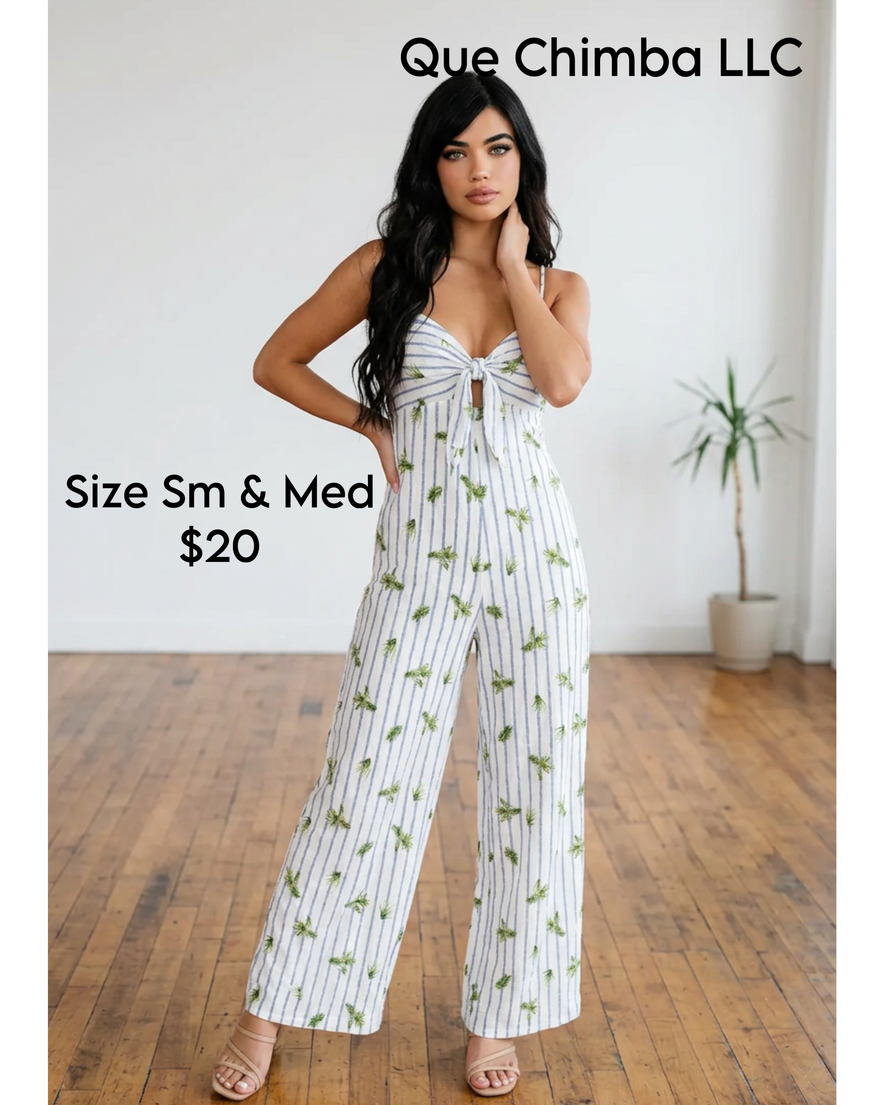 Tropical Front Tie Jumpsuit